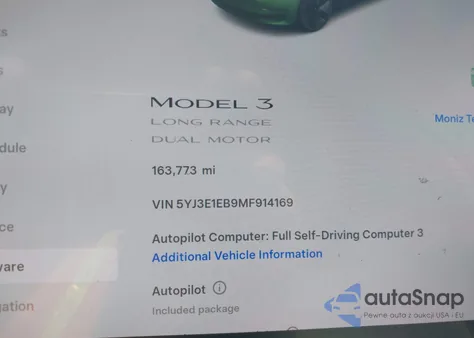2021 Tesla Model 3 Long Range Dual Motor All-Wheel Drive from USA, damaged, VIN 5YJ3E1EB9MF914169